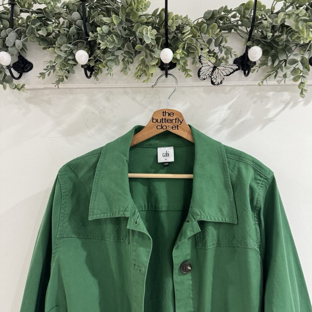 Cabi Mod Bomber Jacket Style 5852 Green Button Down Varisty XL JE - Picture 2 of 5